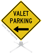 Valet Parking Left Arrow Roll Up Sign
