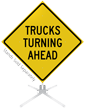 Trucks Turning Ahead Roll Up Sign