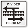 Divided Highway T Intersection Rail Traffic Sign 