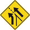 Entering Roadway Added Lane Left   Traffic Sign