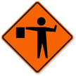 Flagger Symbol   Road Warning Sign