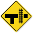 Highway Light Rail Transit Grade Crossing (Right Symbol) Sign