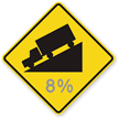 (Hill Symbol) Custom Downgrade   Road Warning Sign