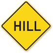 Hill   Road Warning Sign