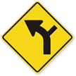 Left Curve And Side Road Sharp Turn Sign
