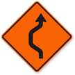 Left Double Reverse Curve (1 Lane) Sign