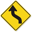 Left Reverse Curve (Symbol   Sharp Turn  Lane Shift Left Sign