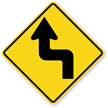 Left Reverse Sharp Turn Sign- Traffic Sign