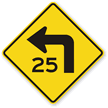 Left Turn Symbol   Custom Advisory Speed Sign