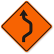 Right Double Reverse Curve (1 Lane) Sign