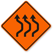 Right Double Reverse Curve (3 Lanes) Sign