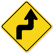 Right Reverse Sharp Turn Sign  Traffic Sign