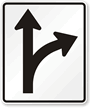 Right And Straight Thru (Symbol) Traffic Sign