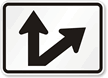 Straight Thru Angled Right Arrow Route Marker Sign