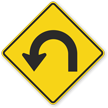 Hairpin Left Curve Symbol   Sharp Turn Sign