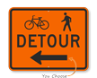 Bicycle Pedestrian Detour Traffic Sign with Arrow