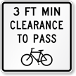 Bicycle Passing Clearance, 3 Ft Minimum