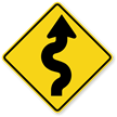 Right Winding Road Symbol   Sharp Turn Sign