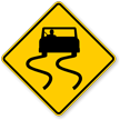 Slippery When Wet (Symbol)   Road Warning Sign