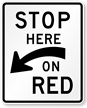 Stop Here (Arrow) On Red Traffic Sign