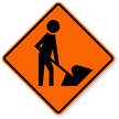 Orange Man at Work Traffic Sign