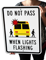 graphic School Bus,Do Not Pass Sign