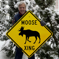 Moose crossing sign