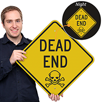 Dead end diamond-shaped traffic sign