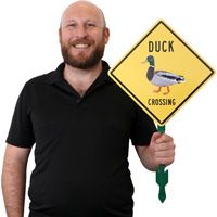 Duck crossing warning sign
