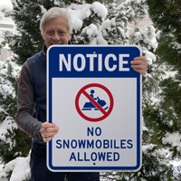 No snowmobiles allowed sign