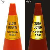 Slow Down Pedestrians In Area Cone Message Collar Sign