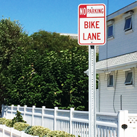No parking bike lane sign