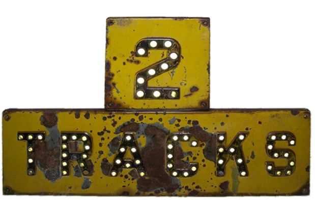 traditional 2-track railroad crossing sign