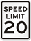 Speed Limit 20 MPH Aluminum Speed Limit Sign
