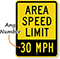 Area Speed Limit [your choice] MPH Parking Sign