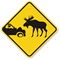 Car Crash & Moose Graphic Sign