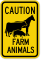 Farm Animals Horse, Cow, Pig Symbol Caution Sign