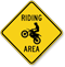 Motorcycle Crossing Sign, Riding Area with Graphic