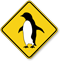 Penguin Walking Symbol Crossing Sign