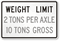 Weight Limit Custom Tons Per Axel MUTCD Sign